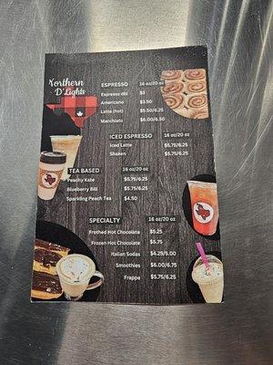 Drink menu