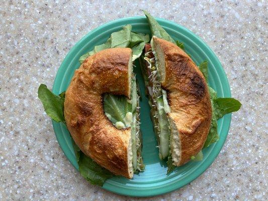 Avocado Delight Bagel Sandwich.  Delish!