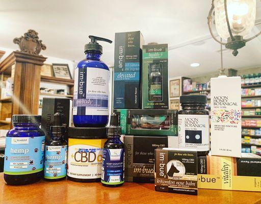 A small selection of our CBD products.  More brands available in store!!!