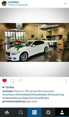 Our Tint is showcased at the Infiniti of Montclair show room