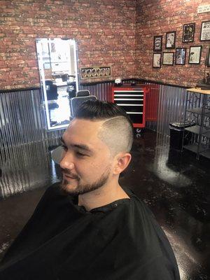 Bald fade with comb over line up