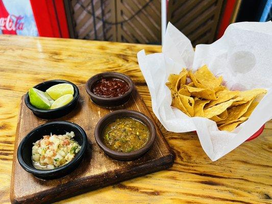 Tortillas and dipping sauces