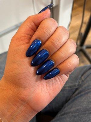 Blue Chrome powder over black