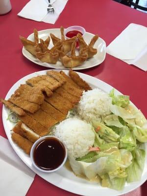 Chicken katsu and crab rangoon