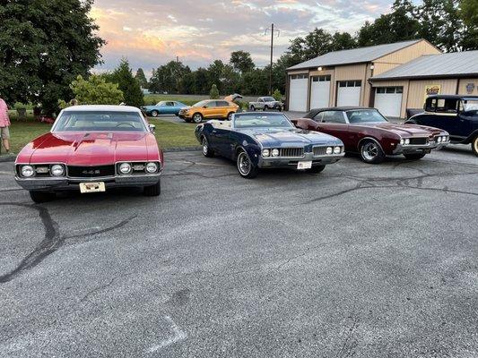 Cruise night at the shop with the Old Car Guys & Gals car club