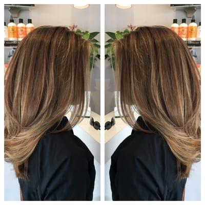 Balayage, cut & style by Crystal