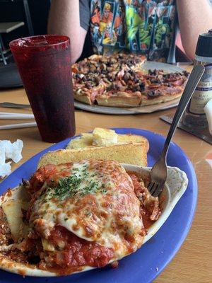 Lasagna and everything pizza. An absolute delish place to eat