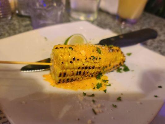 Street corn cut in half