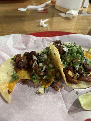 Pastor tacos... one bite missing