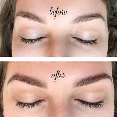 Before and after Brow tint