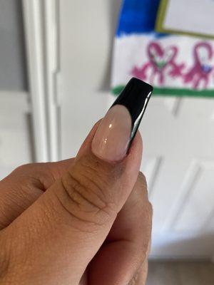 Uneven acrylic, nail polish down thumb