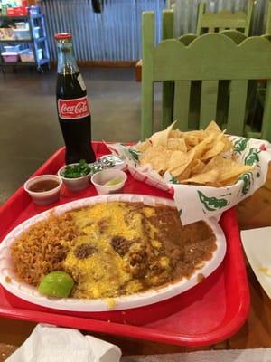 Mexican plate shown minus the crispy taco (I was hungry)