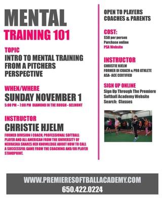 Mental Training Class Coming in November!