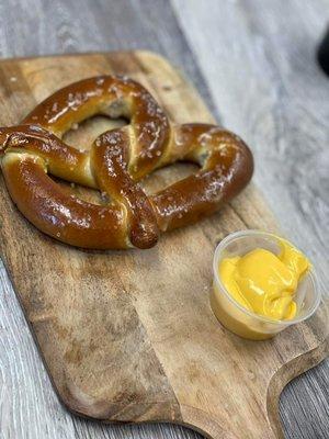 Soft pretzel with either cheese or a grainy mustard