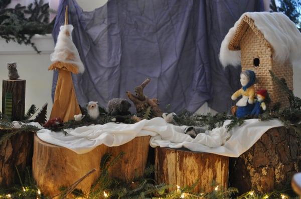 Sweet winter scene display for The Children's Garden's puppet show.