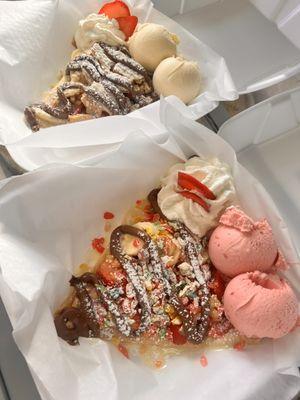 Fruity pebbles and graham crepe with ice cream