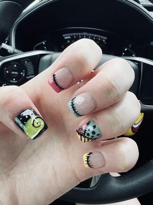 Nightmare Before Christmas nails - Sally & Snowy Hill