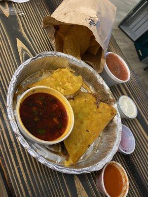 Birria Tacos. Chips and Salsa