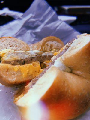 Sausage and Egg Sandwich on a Bagel