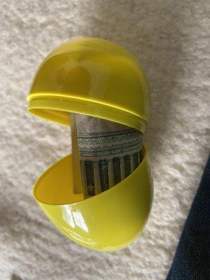 I put money in the plastic egg I bought from here