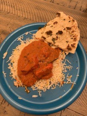 Half of my Chicken Tikka Masala and Garlic Naan. I was a pig and ate the other half shortly after this. So good.