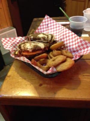 Patty Melt w/ Onion Rings.