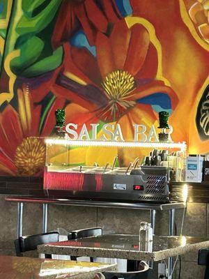 Self serve salsa bar. Mild, medium and spicy (2 of each)