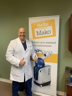 Dr Dietrich and this  cool new Mako robot.