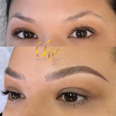 Combo eyebrow. Microblading and shading