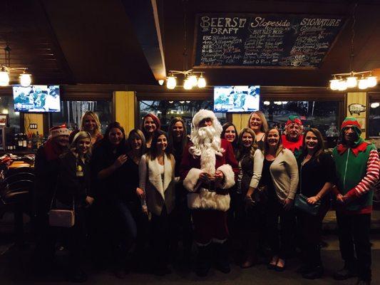 Santas in town @ Slopeside!  Best cup of FO (french onion soup) in town!