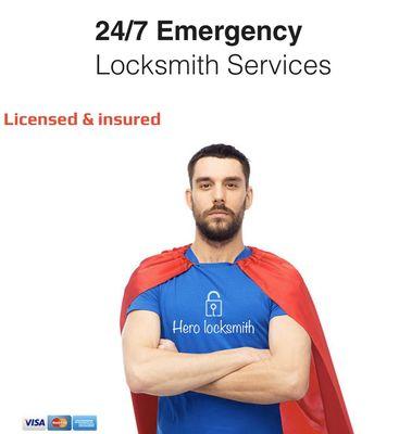 Hero Locksmith La . 24 hour emergency locksmith services all over Los Angeles area ! Fast response here to save you ! Anywhere. Any time.