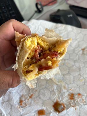 Delicious breakfast burrito, it's not on the menu