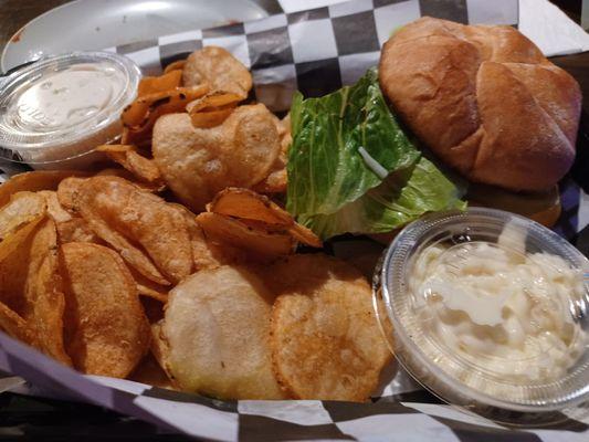 Smashburger with homemade chips.