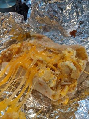 Egg, potato, and cheese breakfast taco