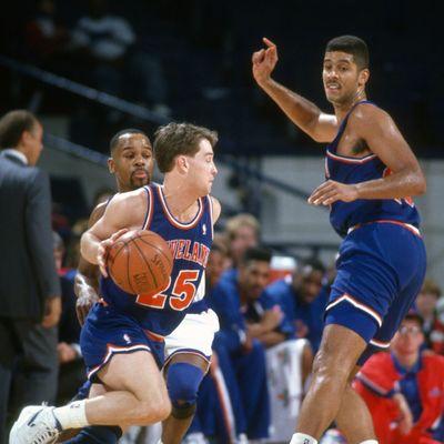 Mark Price and Brad Daugherty playing for the Cavs. They are both ACC products. Price from Georgia Tech, Daugherty from North Carolina.