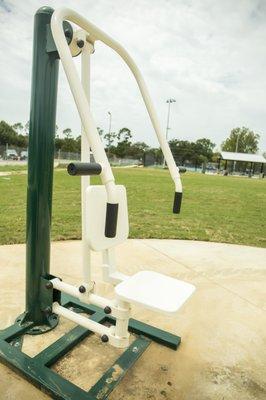 Four different fitness machines surround the walking trail, all using body weight for a flexible workout for any level.