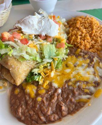 Chicken Chimichanga combo with rice & beans