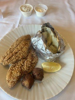 Fried Catfish, Baked potato