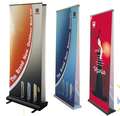 We can do all sorts of large format banners and signs. We can do retractable banners, yard signs, foam board, and more with quick turnaround