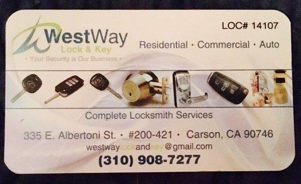 WestWay Lock and Key- great locksmith- highly recommend!