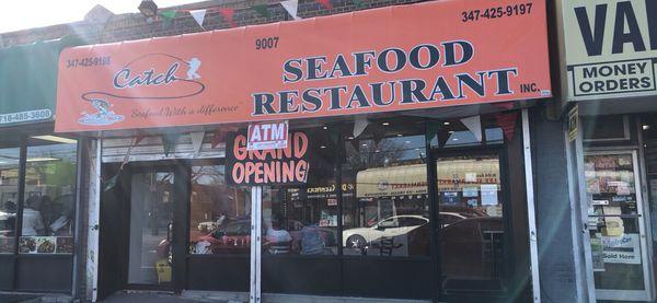 The store front of Catch Seafood Restaurant.