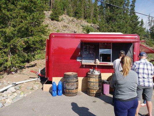 Decent prices, the owner is very friendly and the coffee's really good.   It's in the parking lot of Breckenridge Distillery.