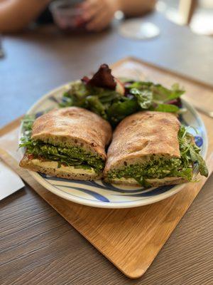 arugula pesto caprese sandwich