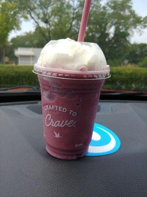 A blueberry pomegranate smoothie made by Tonette at beverage counter....sooooo good!