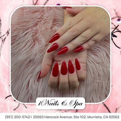 Elegant and bold with this captivating red nail set - the perfect accent for your style!