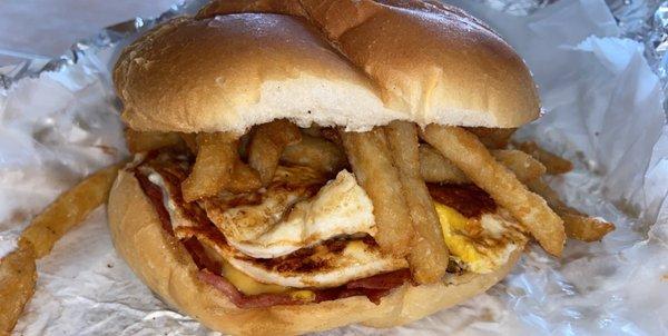 Pork roll egg and cheese with French fries