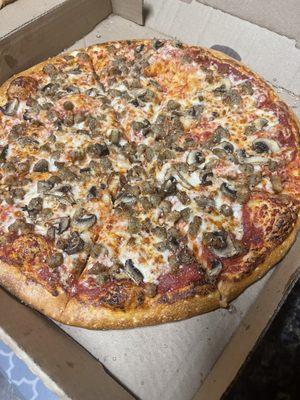 Sausage mushroom pizza