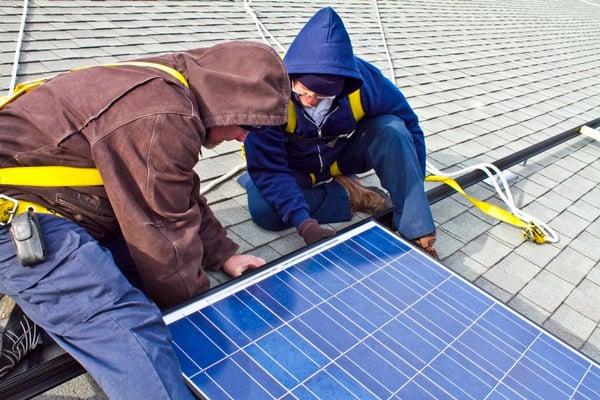 Brightergy solar power installers at work.