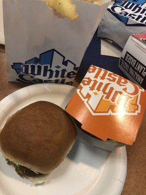 Impossible burger and a sack of fries