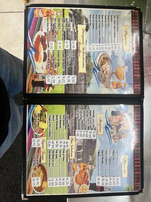 Menu with pricing